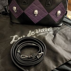 Black and purple matte Harlequin tote